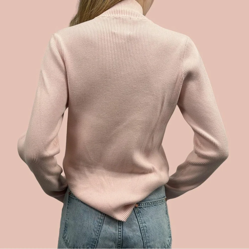 Vintage Ralph Lauren Polo Jeans Ribbed Mock Zip Sweater RL USA Flag Patch Y2K 90 - Picture 2 of 12